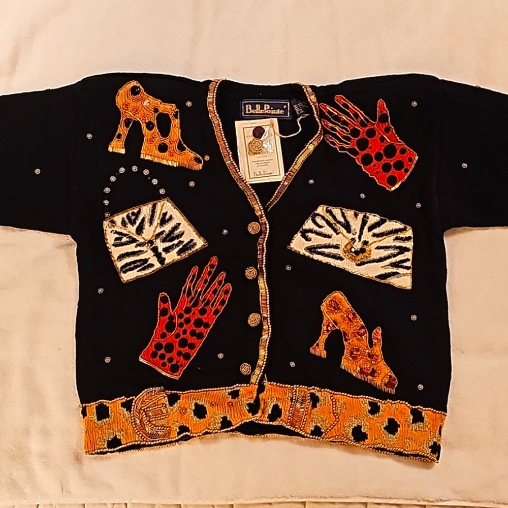 Vintage Bellepointe Cardigan Special Occasion sweater; Size Small